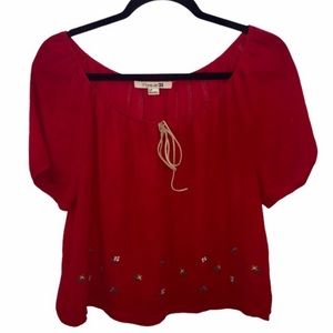 FOREVER 21 Embroidered Flower Blouse Size S